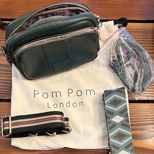 Pom Pom London Dark Green Crossbody Bag